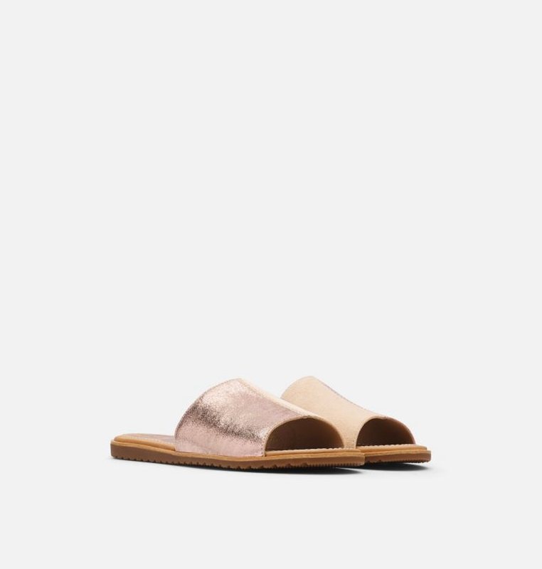 Womens Slides Beige/Brown - Sorel Ella™ Block - 137942-GBW